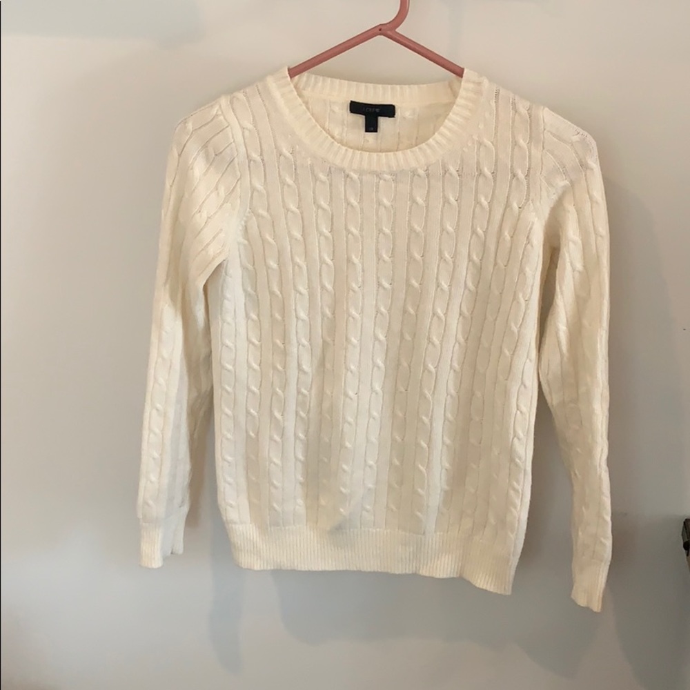 Jcrew Cream crew neck knit sweater
